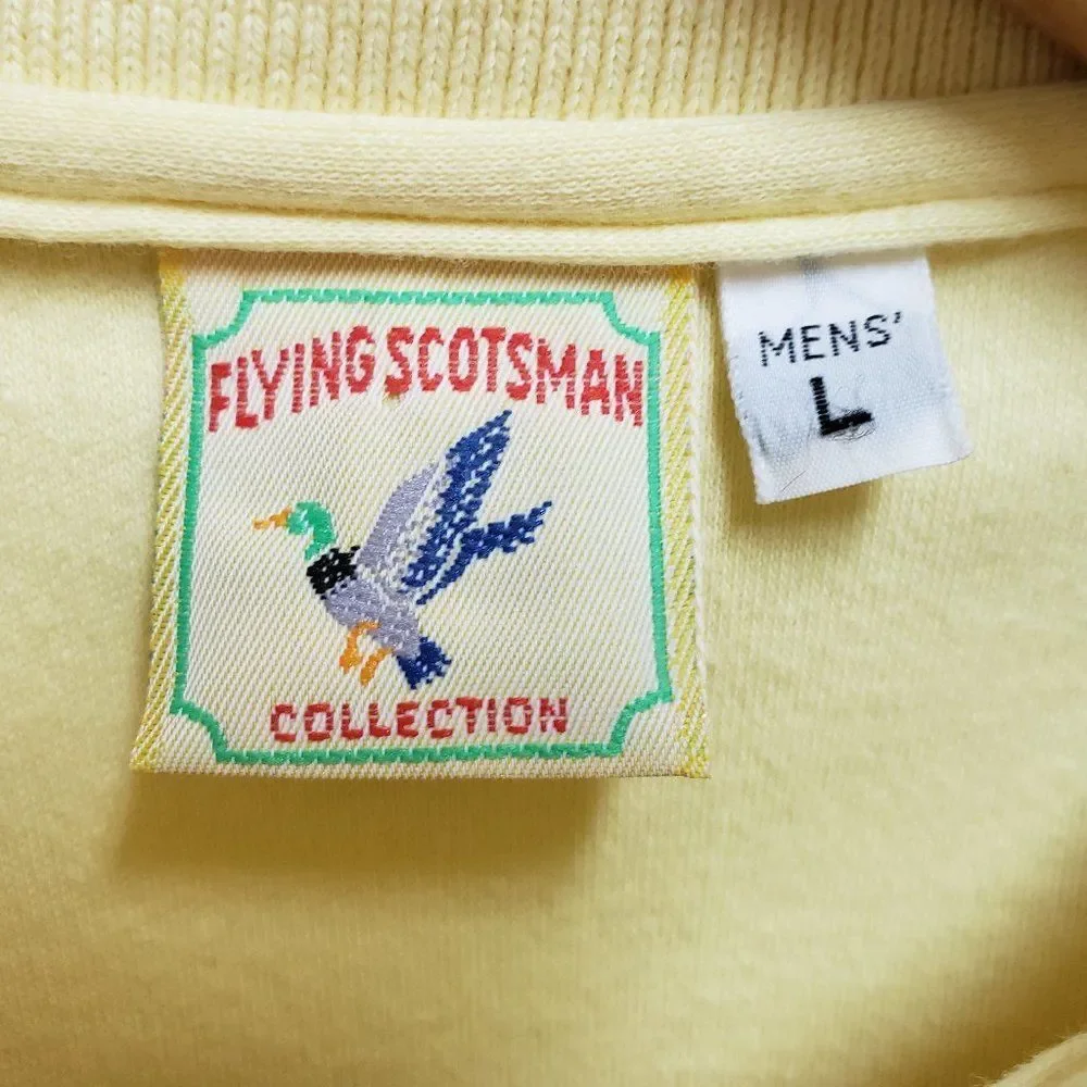 Flying Scotsman Shirt Mens Sz L Yellow Cotton Polo Short Slv Golf Office Casual